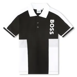 Jungen Schwarzes Kurzarm Polo