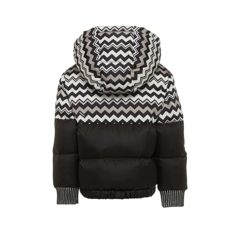 Jungen Schwarze Zickzack Steppjacke