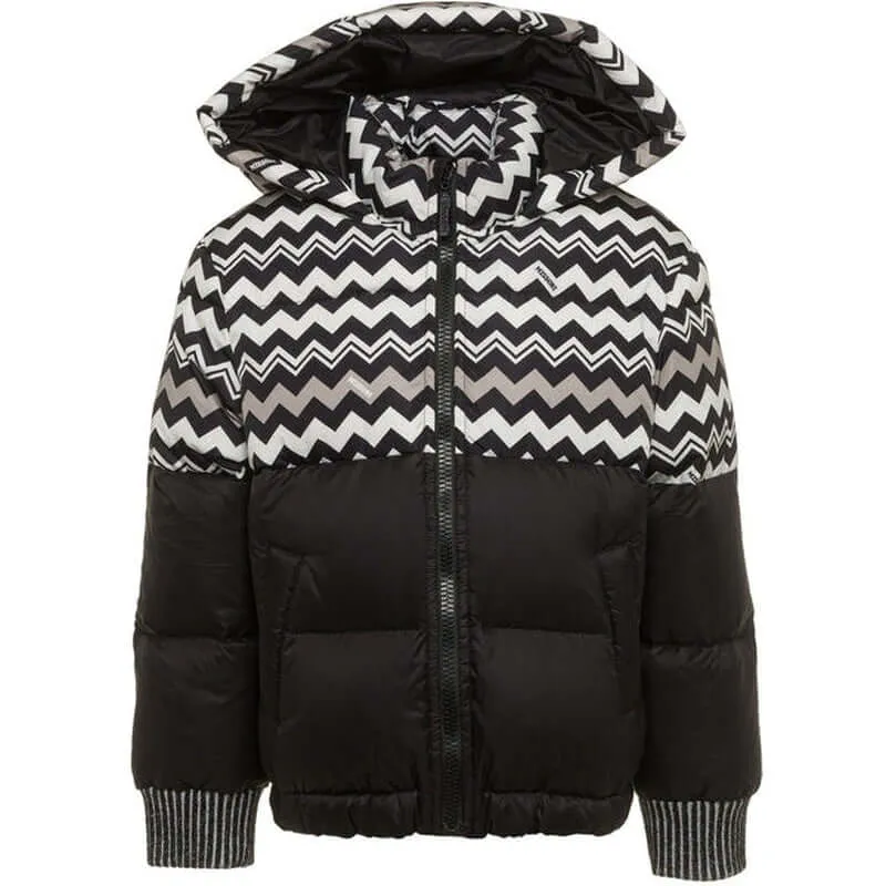 Jungen Schwarze Zickzack Steppjacke
