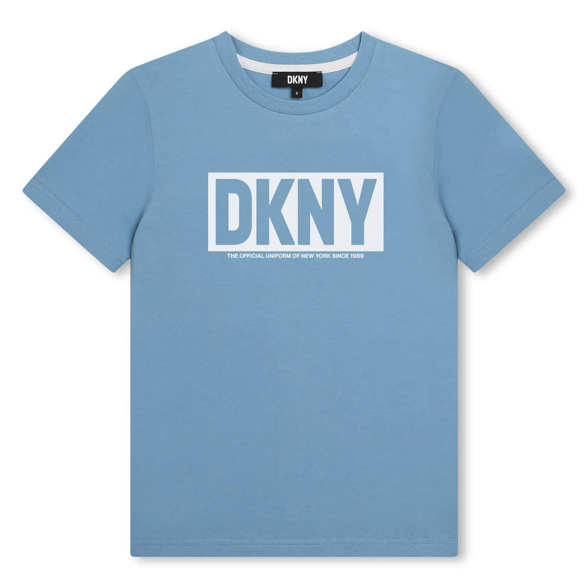 Jungen Blaues Fettgedrucktes Logo Baumwoll-T-Shirt