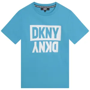 Jungen Blaues Baumwoll-Logo T-Shirt