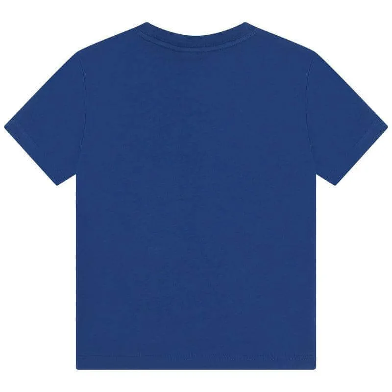 Jungen Blaues Baumwoll-Logo T-Shirt