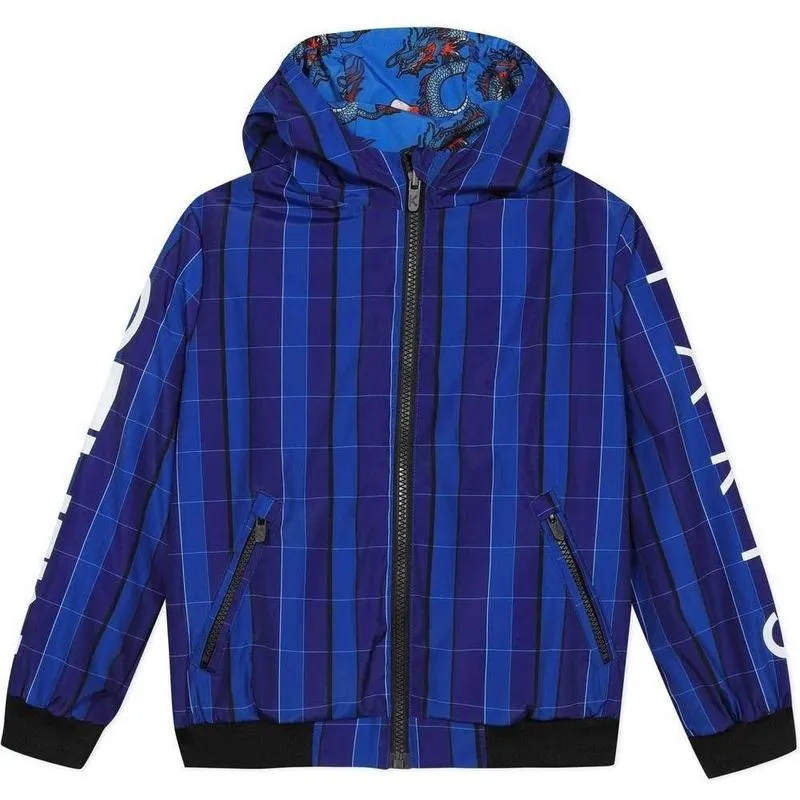 Jungen Blauer Drachen Fest Reversibles Windbreaker