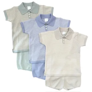 Jungen BLAU Gestrickte Kurzarm-Set
