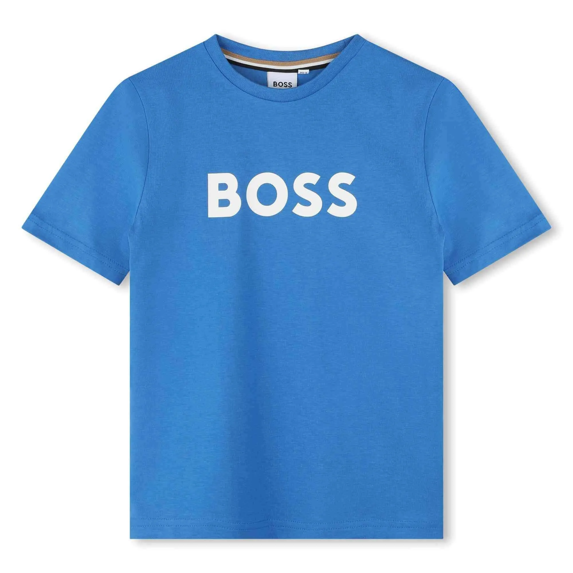 Jungen blaues Logo Kurzarm T-Shirt