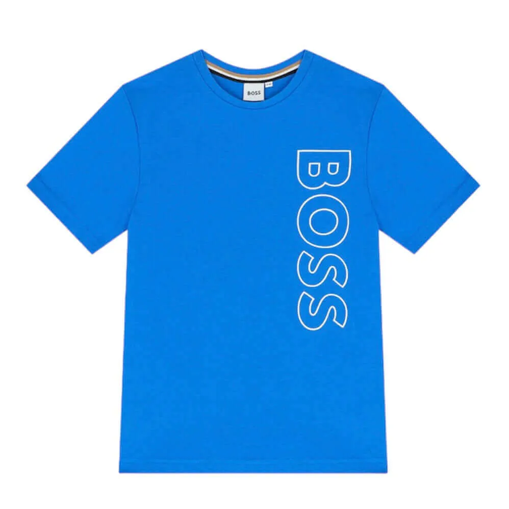 Jungen T-Shirt mit blauem Seitenlogo und kurzen Ärmeln