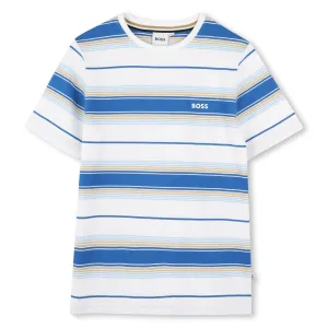 Jungen Blau Gestreiftes Kurzarm-T-Shirt