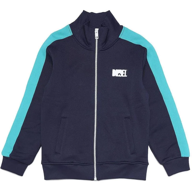 Jungen Blau Gestreifte Reißverschluss Trackjacke