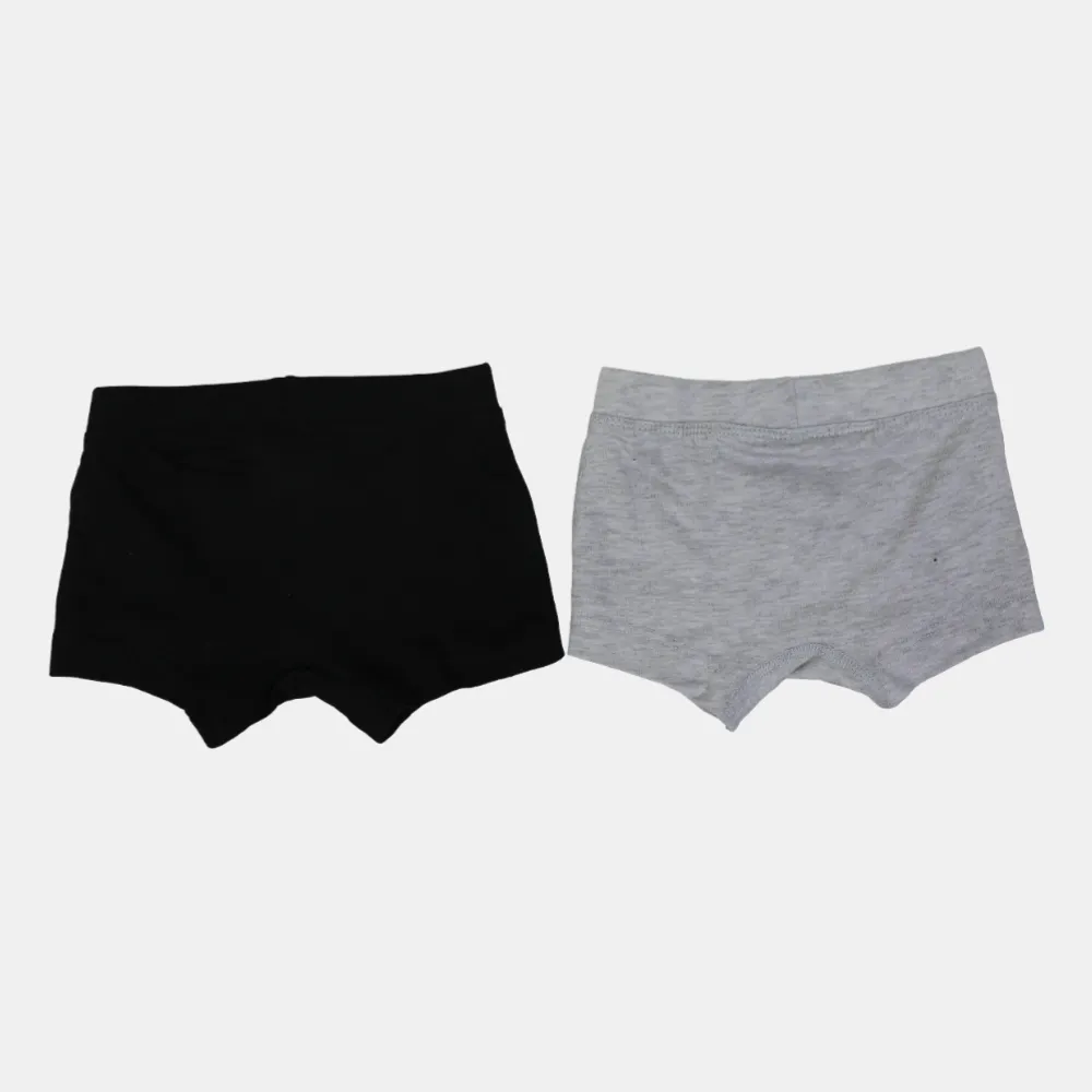 Baumwoll-Boxershorts für Jungen – Schwarz & Grau (2er Pack)