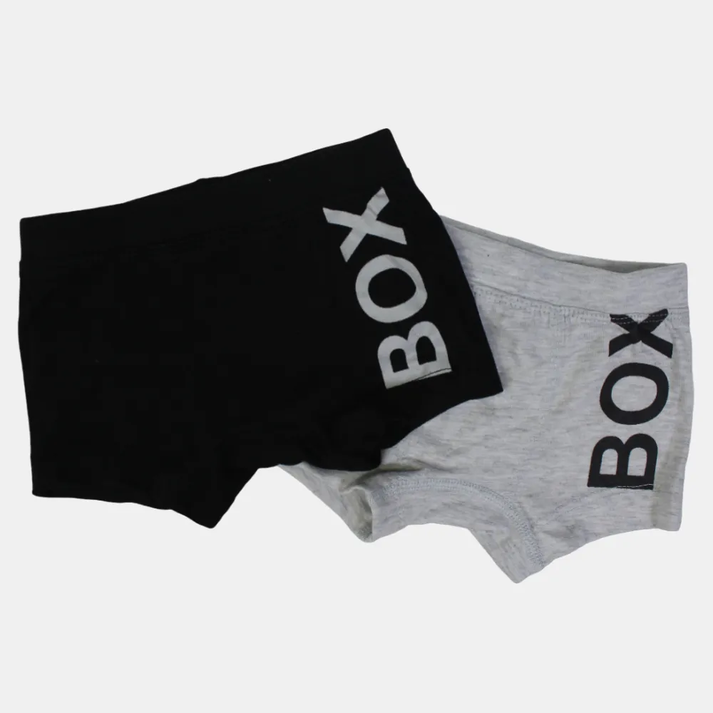 Baumwoll-Boxershorts für Jungen – Schwarz & Grau (2er Pack)