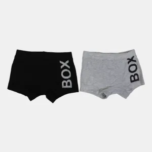 Baumwoll-Boxershorts für Jungen – Schwarz & Grau (2er Pack)
