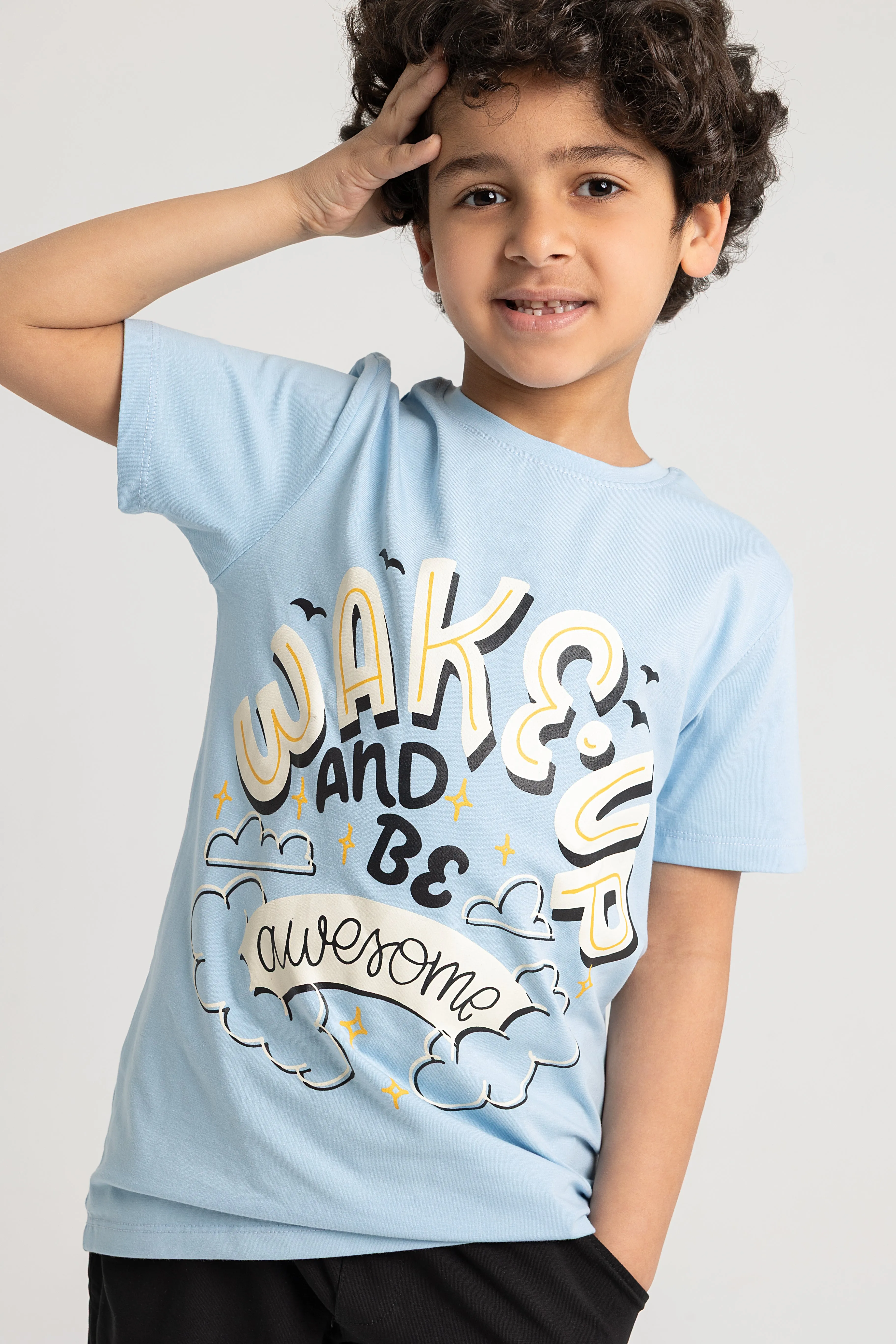 Baumwoll-Pyjama-Set für Jungen - Aufwachdruck