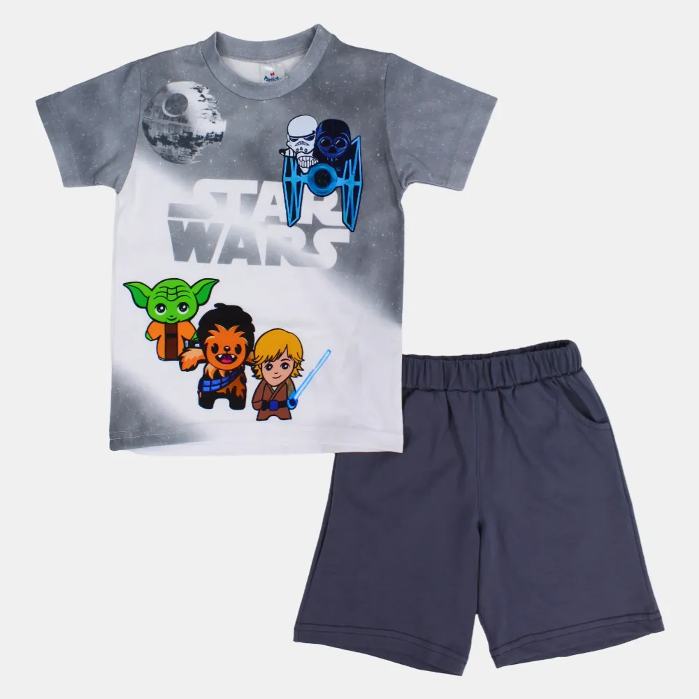 Baumwoll-Pyjama-Set mit kurzen Ärmeln für Jungen – 