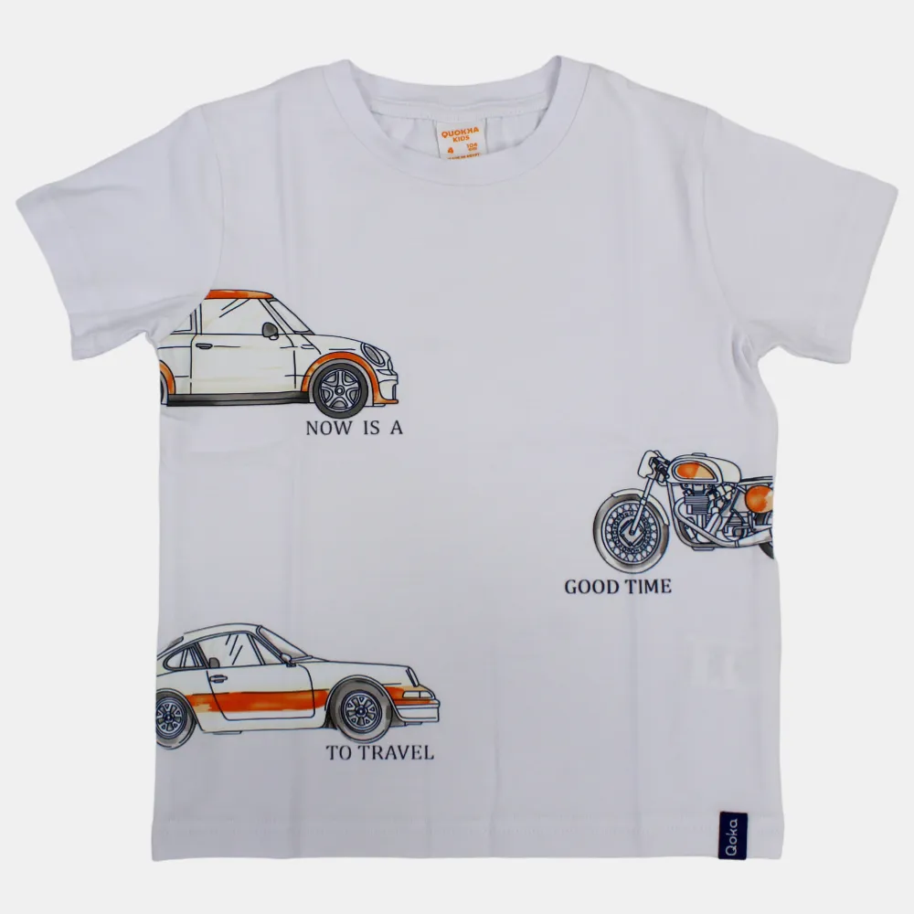 Jungen Baumwoll T-Shirt mit kurzen Ärmeln und Autodesign