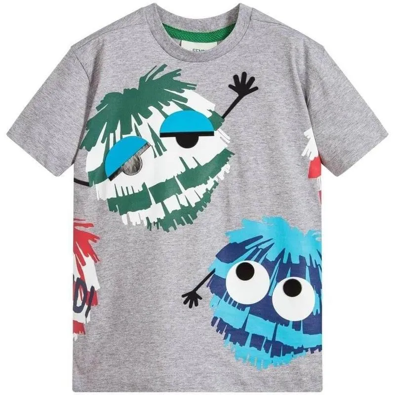Jungen Graues Bommel-T-Shirt
