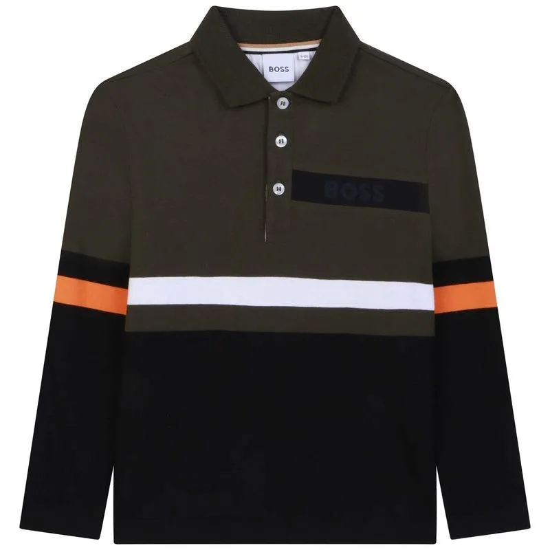 Jungen Khaki Langarm Polo