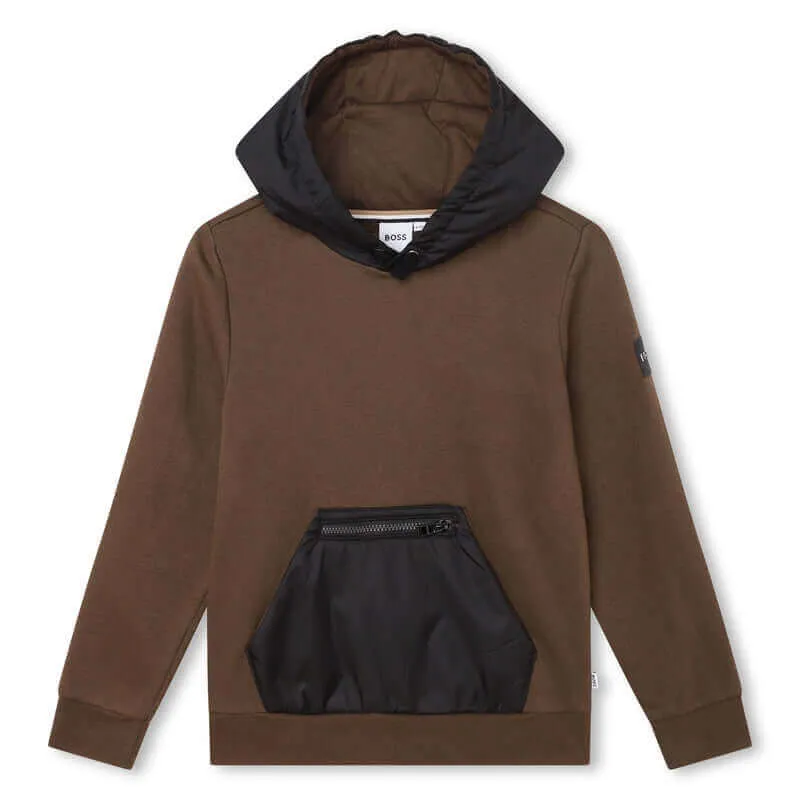 Jungen Khaki Kapuzenpullover mit Tasche
