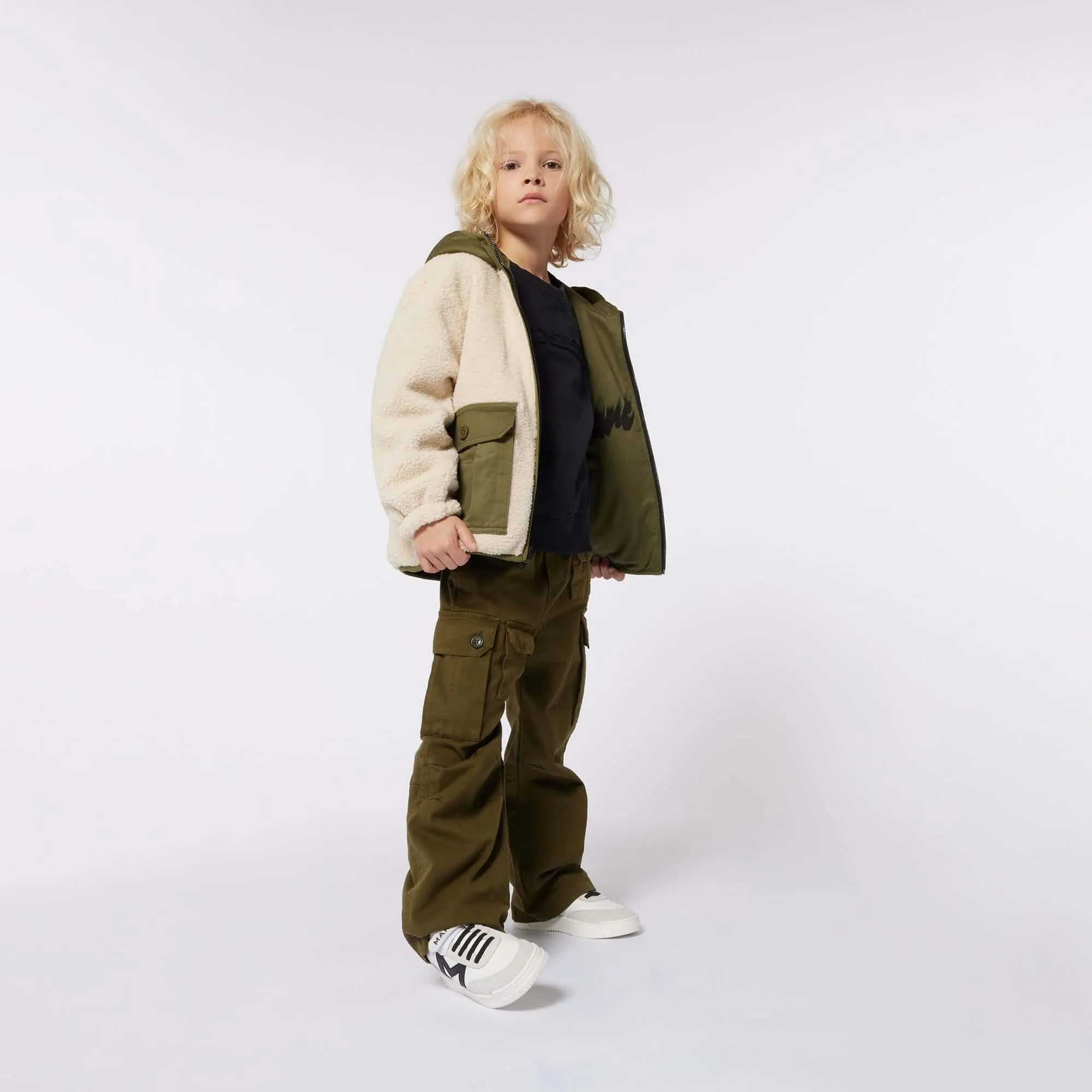 Jungen Khaki Reversible Jacke