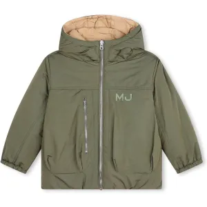 Jungen Khaki Reversible Daunenjacke