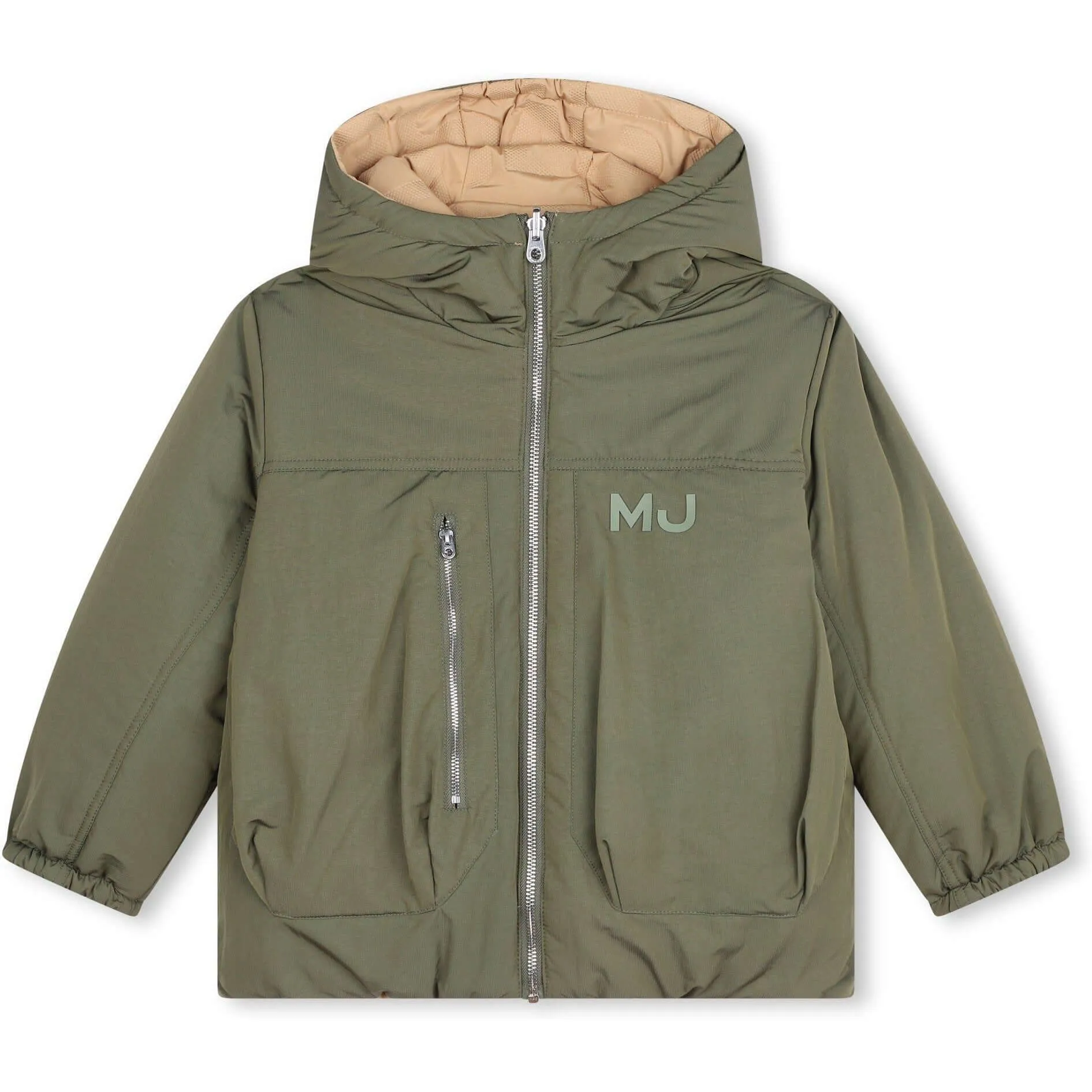 Jungen Khaki Reversible Daunenjacke