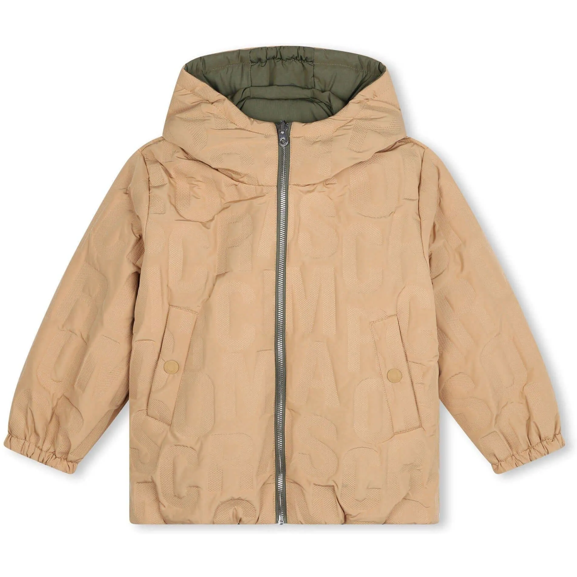 Jungen Khaki Reversible Daunenjacke