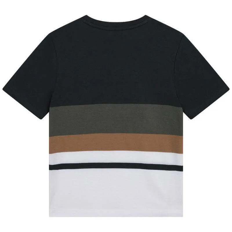 Jungen Khaki Gestreiftes Kurzarm T-Shirt