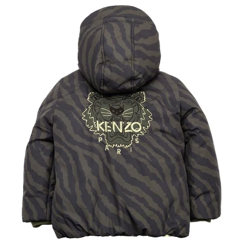 Jungen Khaki Tiger Print Steppmantel