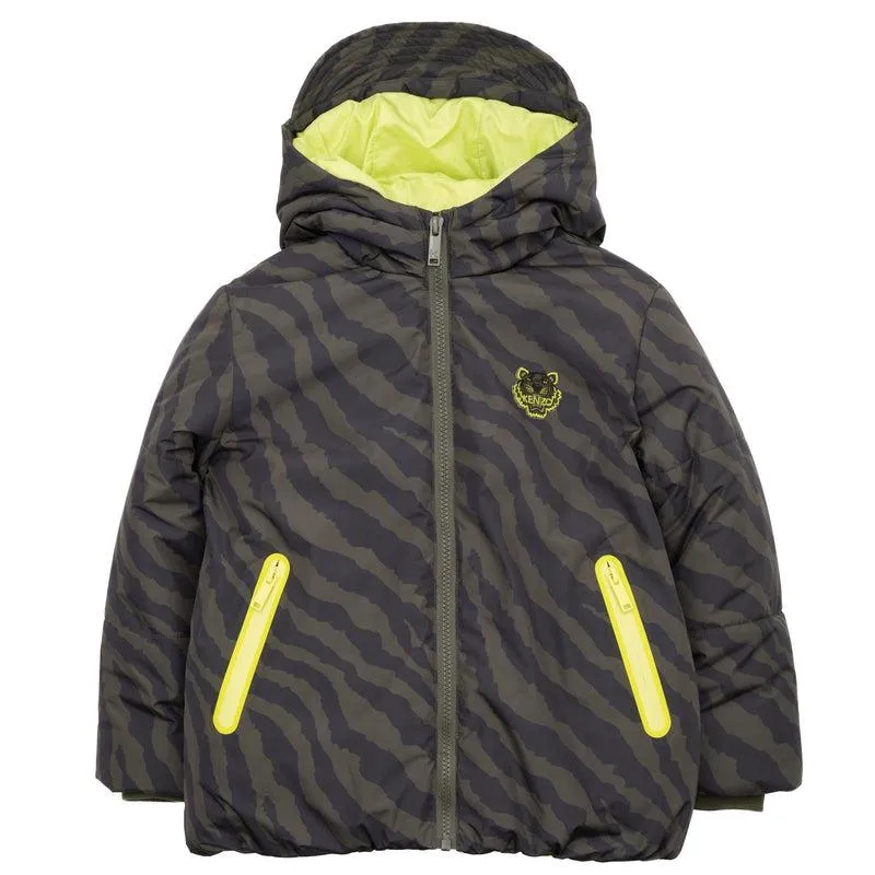 Jungen Khaki Tiger Print Steppmantel