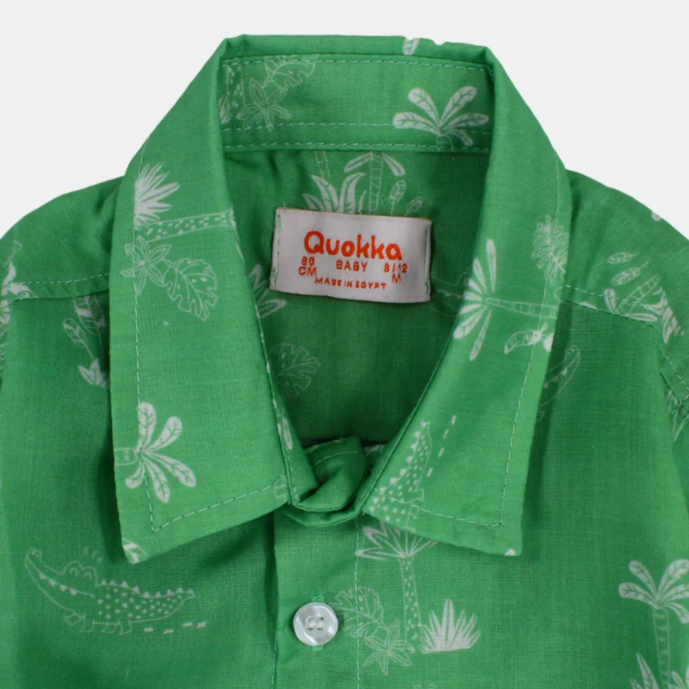 Jungen Langarm-Baumwollhemd mit fröhlichem Kroko-Print