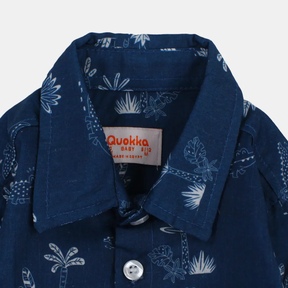 Jungen Langarm-Baumwollhemd mit fröhlichem Kroko-Print
