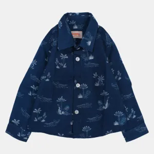 Jungen Langarm-Baumwollhemd mit fröhlichem Kroko-Print