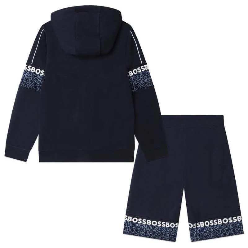 Jungen Navy Logo Hoodie & Shorts Set