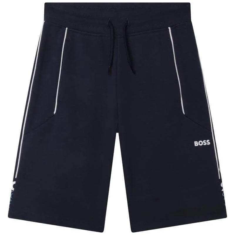 Jungen Navy Logo Hoodie & Shorts Set
