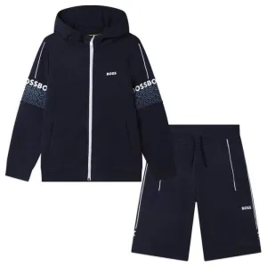 Jungen Navy Logo Hoodie & Shorts Set