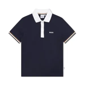 Jungen Marineblaues Polohemd mit kurzen Ärmeln