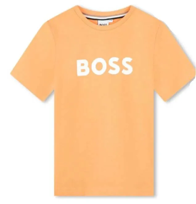 Jungen Orange Logo Baumwoll-T-Shirt