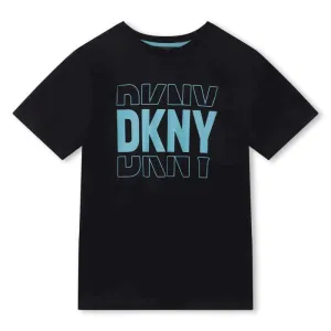Bio-Baumwoll T-Shirt für Jungen mit schwarzem/blauem Logo