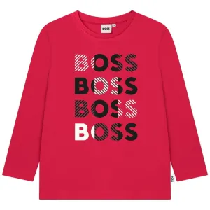 Jungen Rotes Langarm-Logo T-Shirt