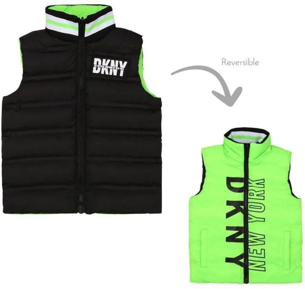 Reversible Jungen-Weste in Grün & Schwarz