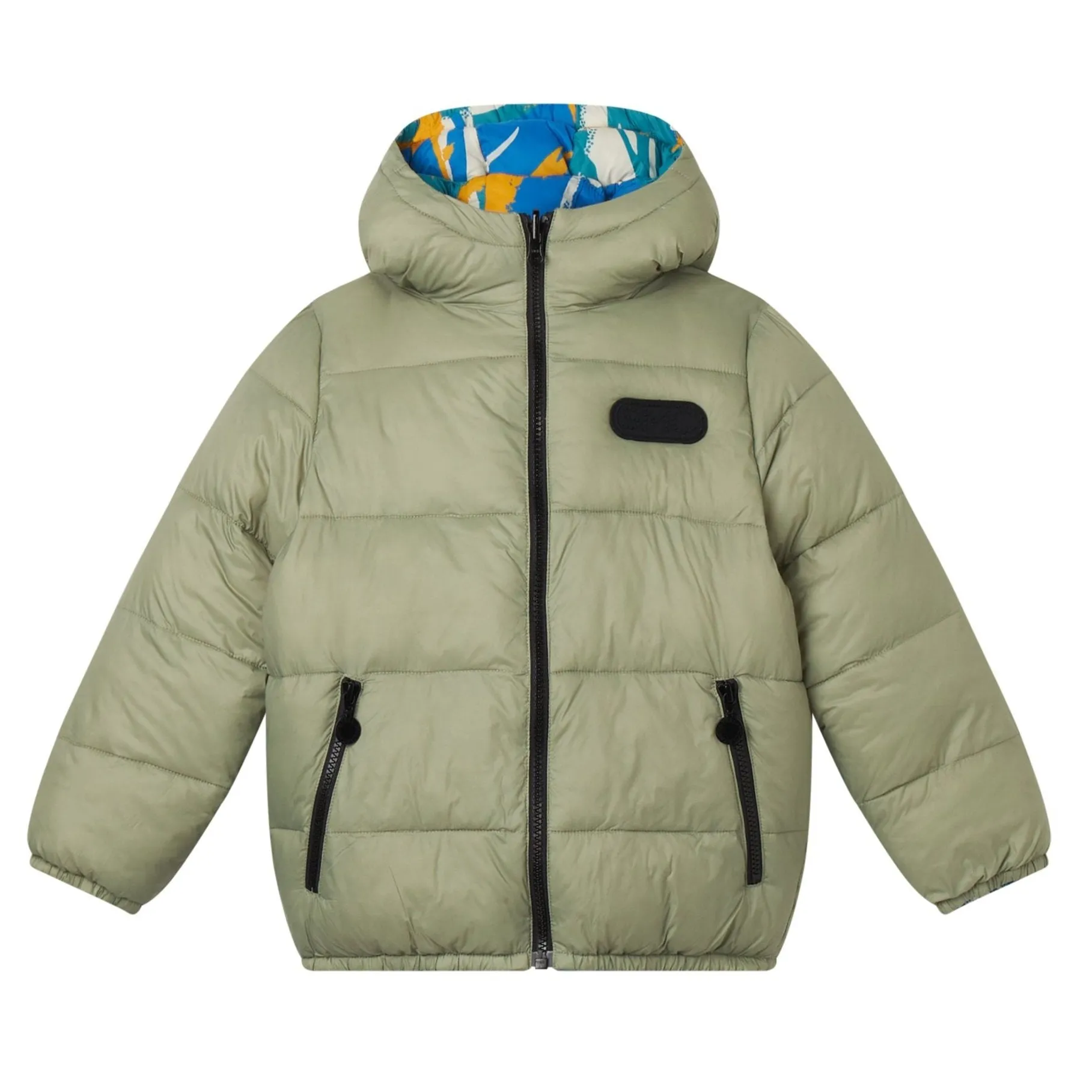 Reversibler grüner Steppmantel für Jungen