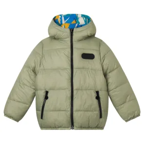 Reversibler grüner Steppmantel für Jungen