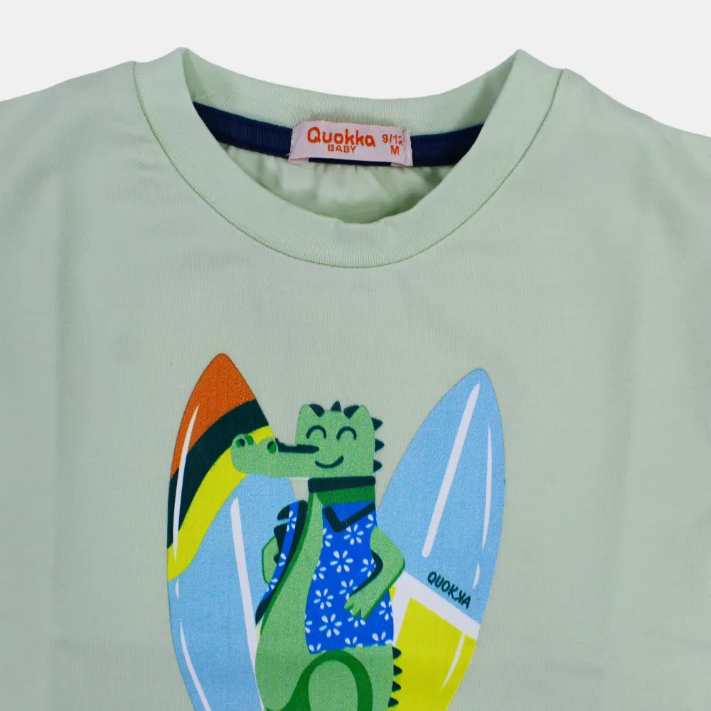 Jungen Kurzarm-T-Shirt aus Baumwolle mit fröhlichem Krokodil-Print