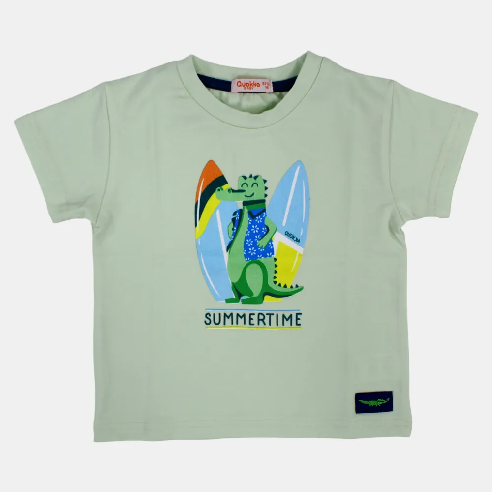 Jungen Kurzarm-T-Shirt aus Baumwolle mit fröhlichem Krokodil-Print
