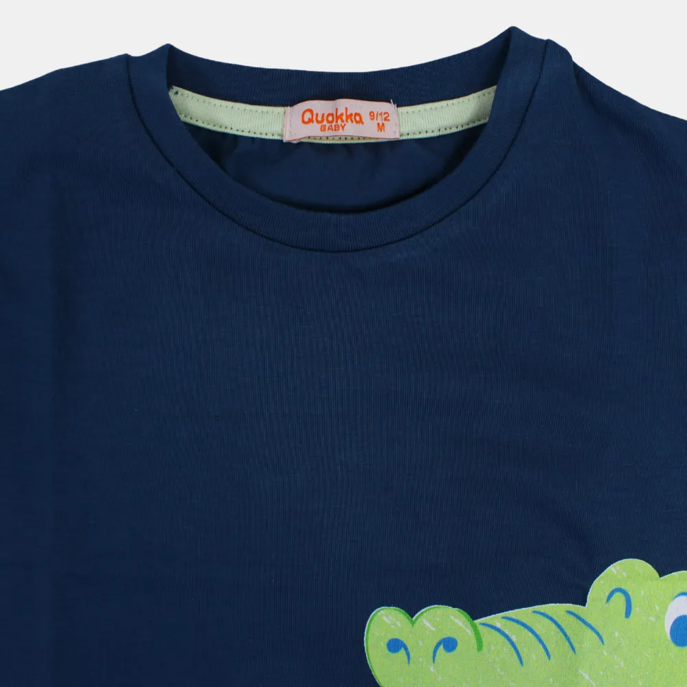Jungen Kurzarm-T-Shirt aus Baumwolle mit fröhlichem Krokodil-Print