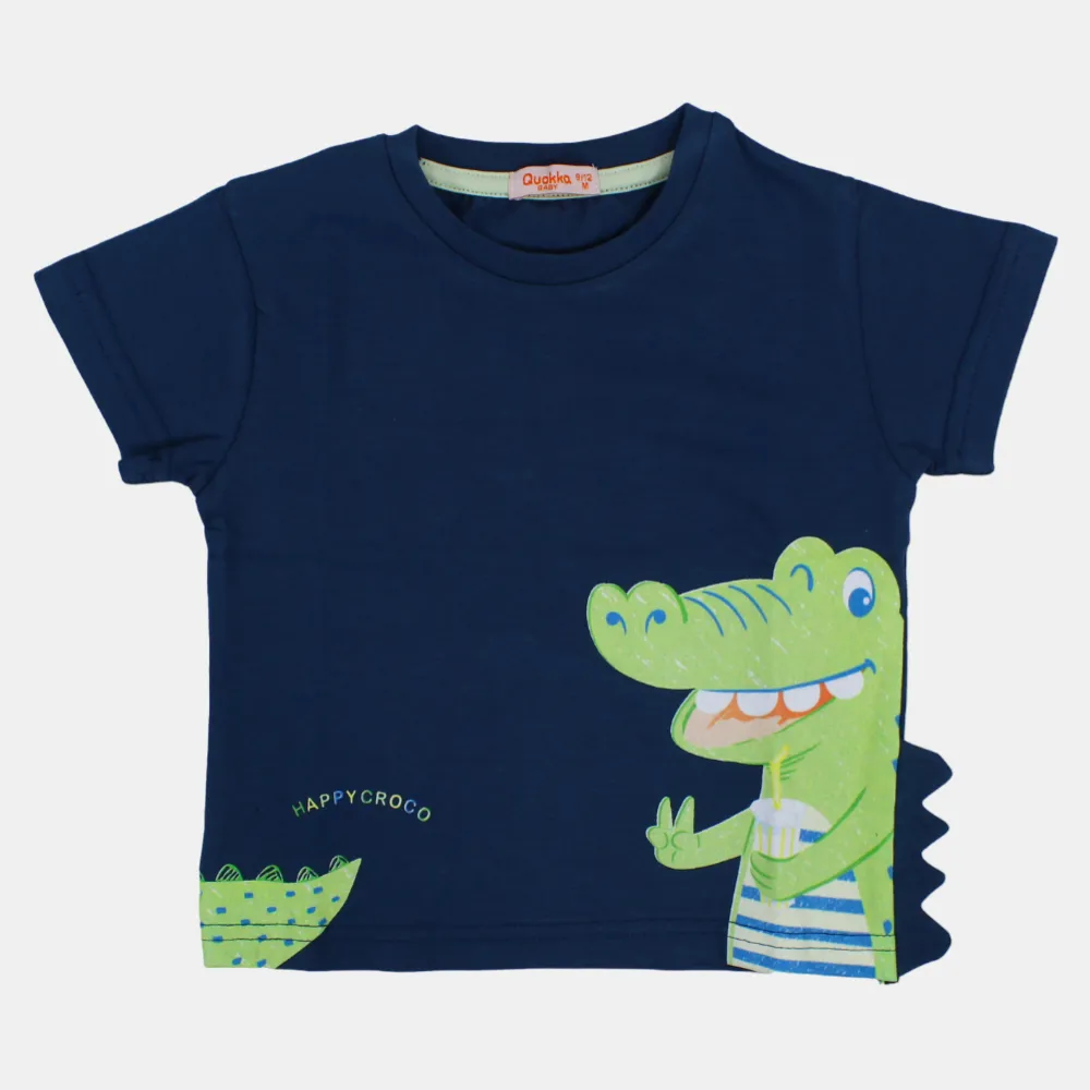 Jungen Kurzarm-T-Shirt aus Baumwolle mit fröhlichem Krokodil-Print