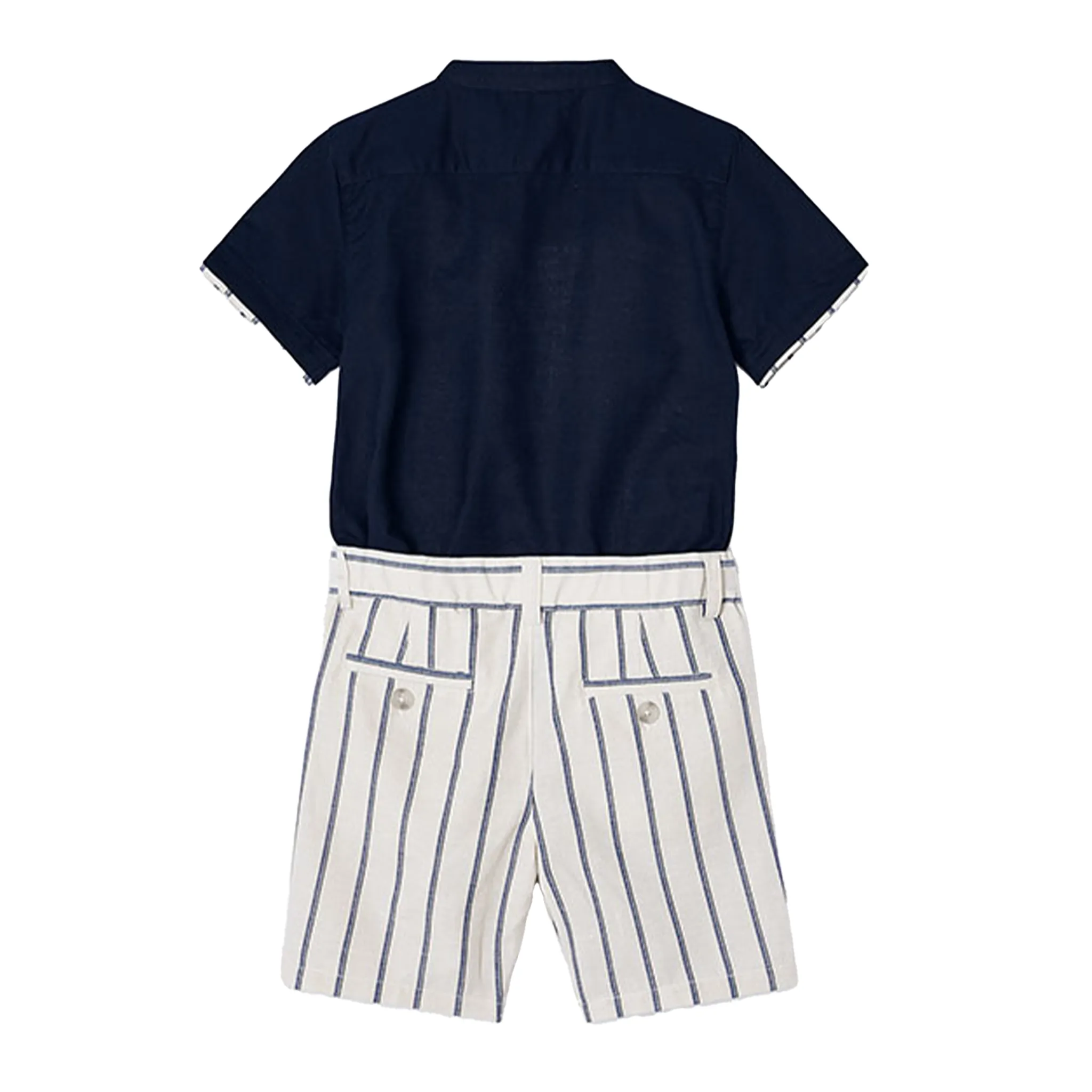 Jungen gestreifter Leinenhemd und Shorts Set