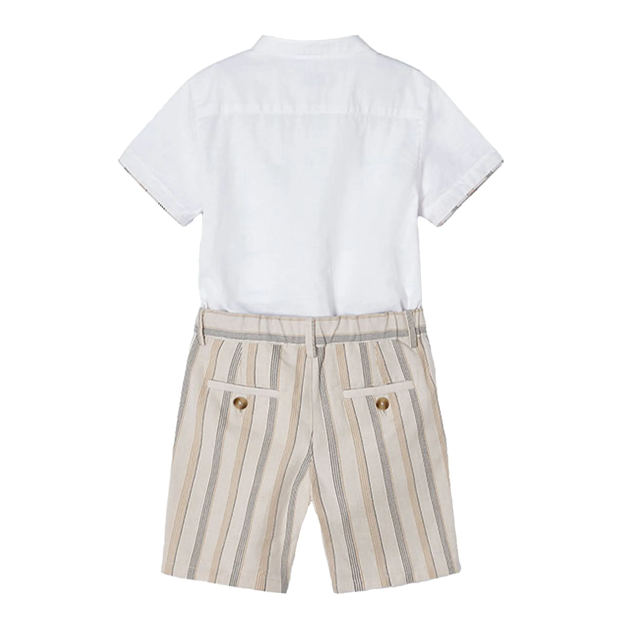 Jungen gestreifter Leinenhemd und Shorts Set