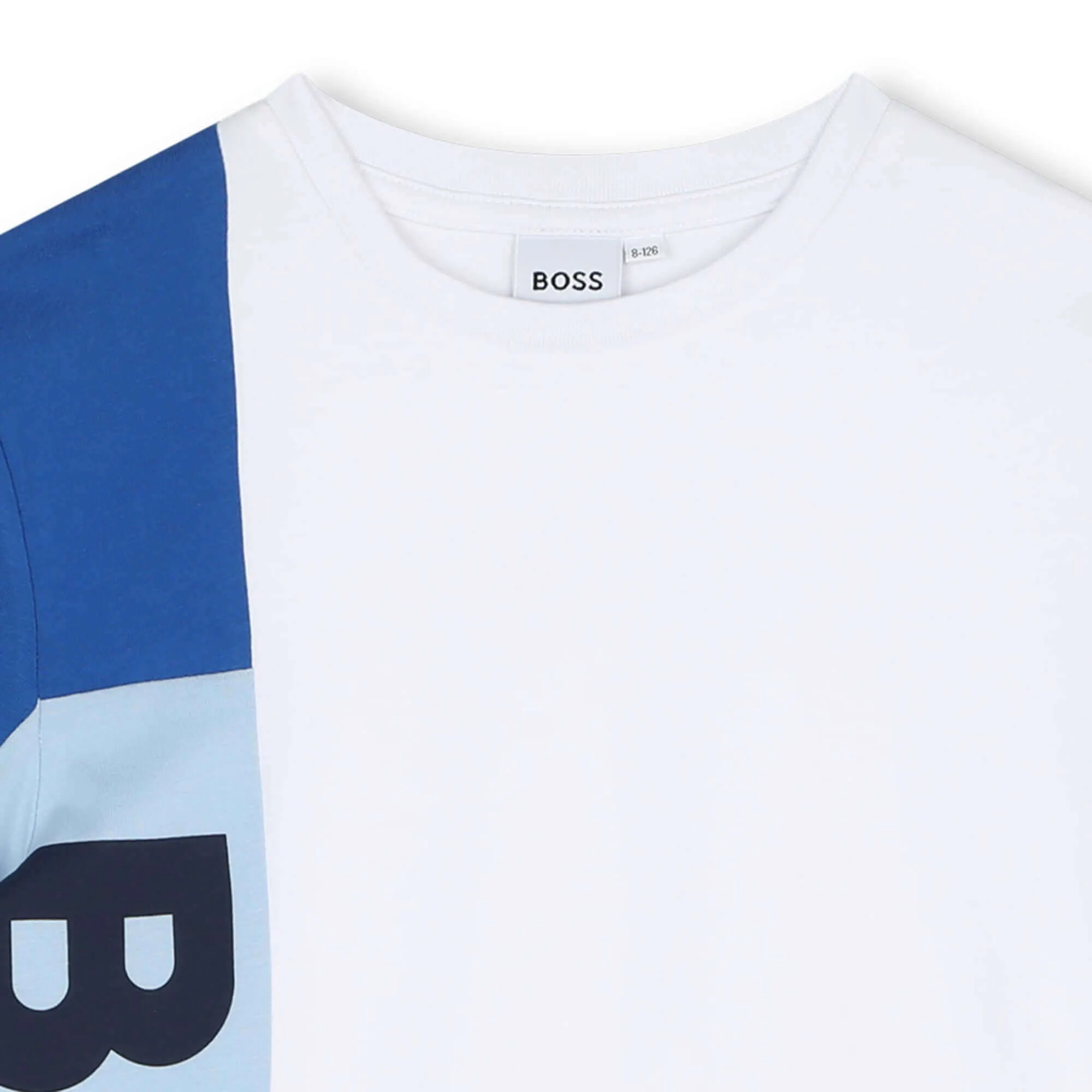Jungen Weißes & blaues Logo Baumwoll-T-Shirt