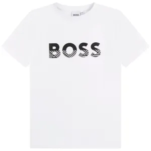 Jungen Weißes Boss Logo T-Shirt