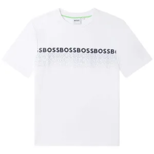 Jungen Weiß Verlauf Logo Kurzarm T-Shirt